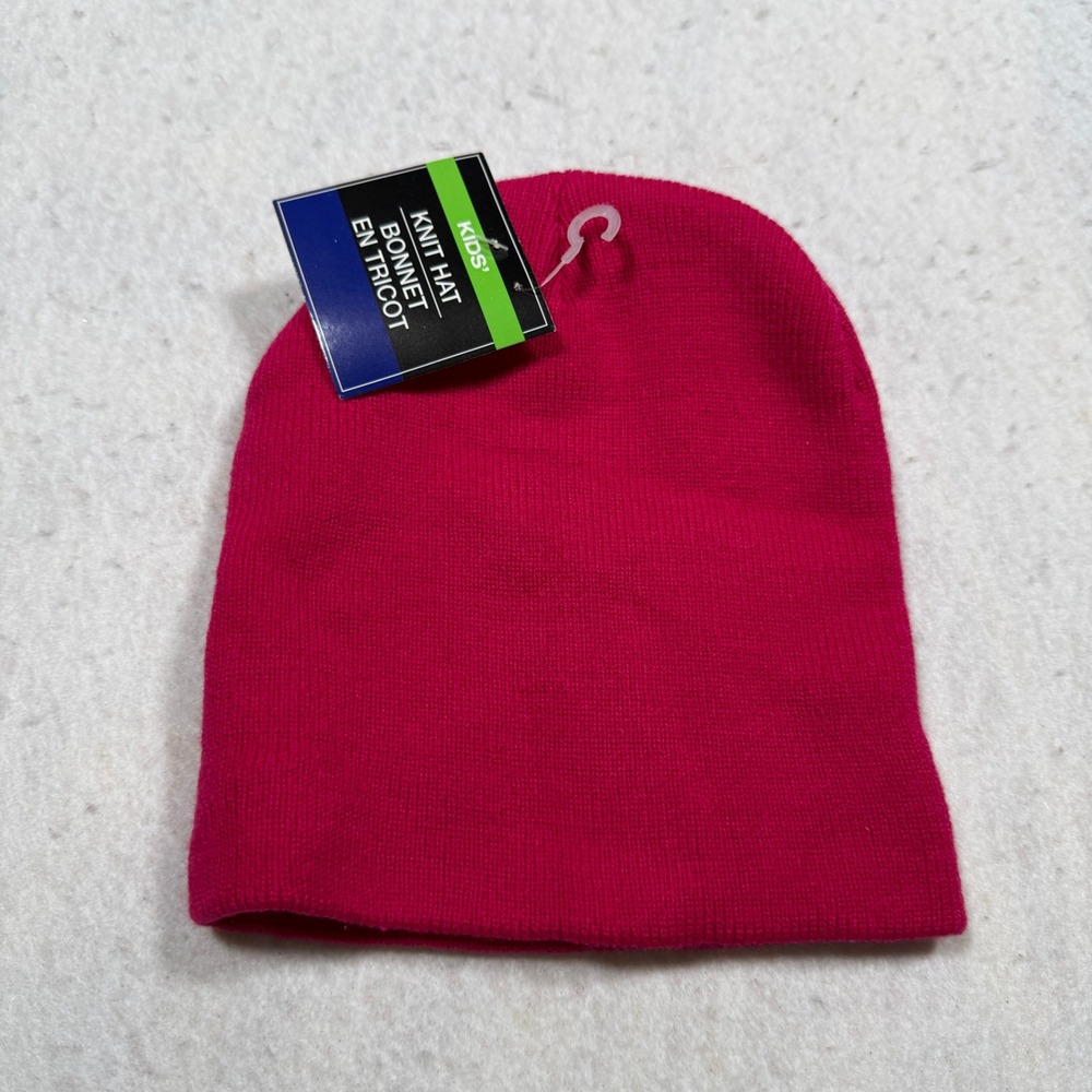 Kids Knit Beanie Hat Magenta Pink Winter Skull Cap Solid Color Soft Warm